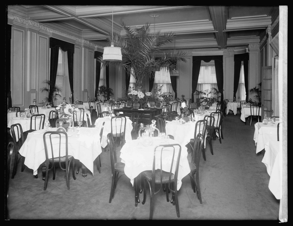 The dining room, laid for service