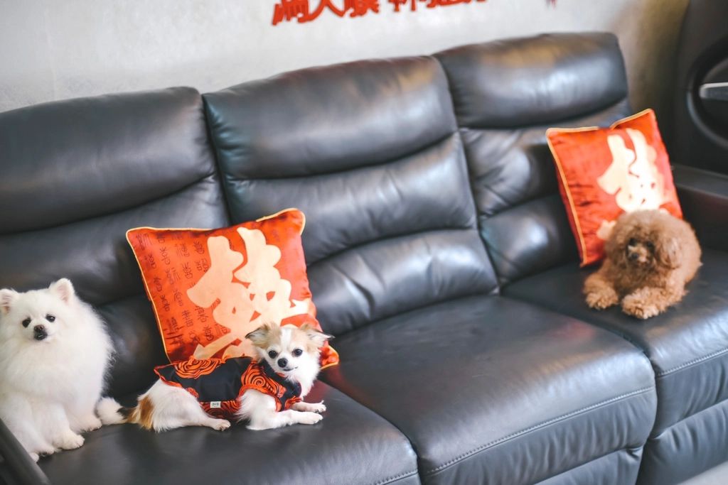 A suite sitting room with a sofa and armchairs